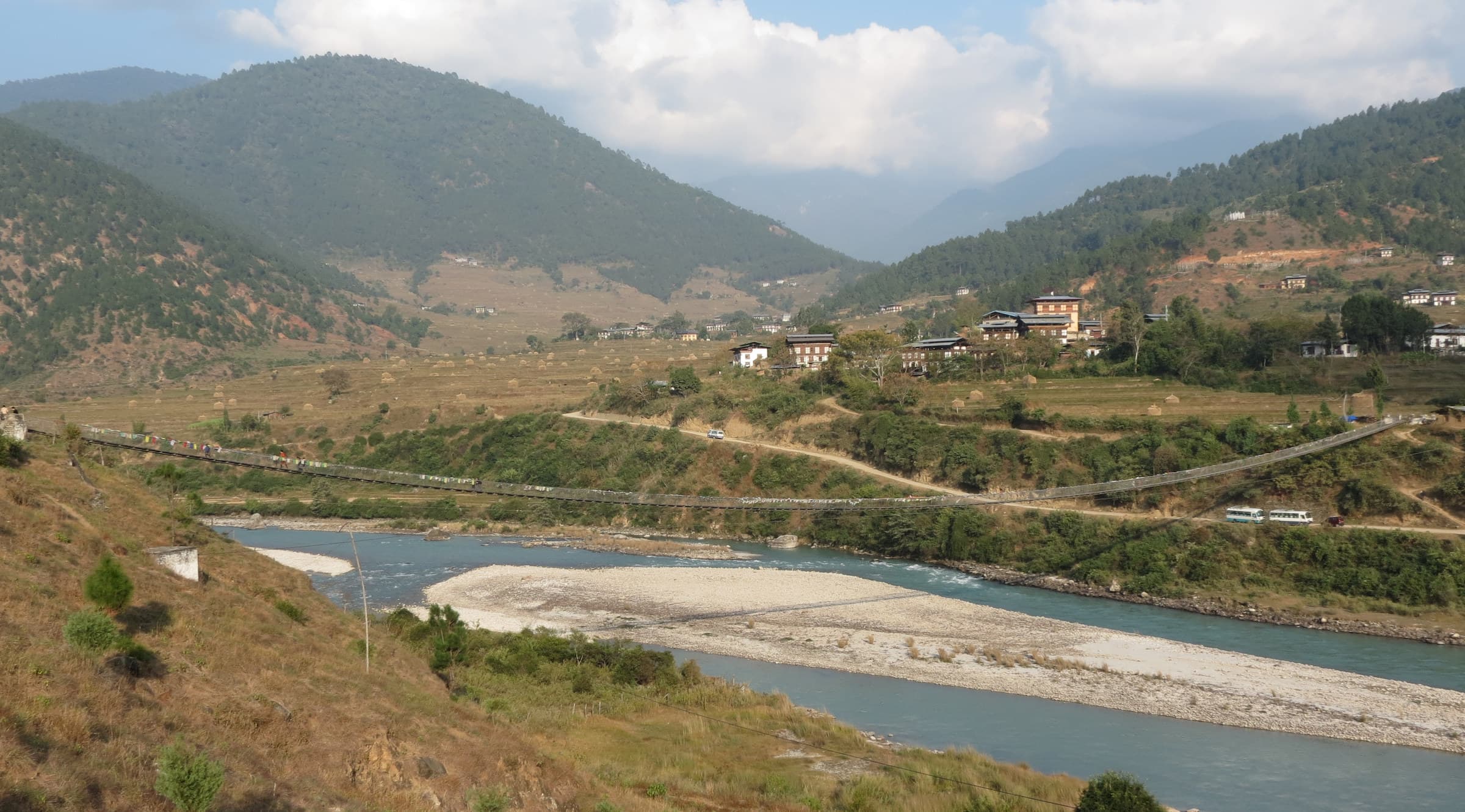 Punakha Suspension Bridge in Bhutan