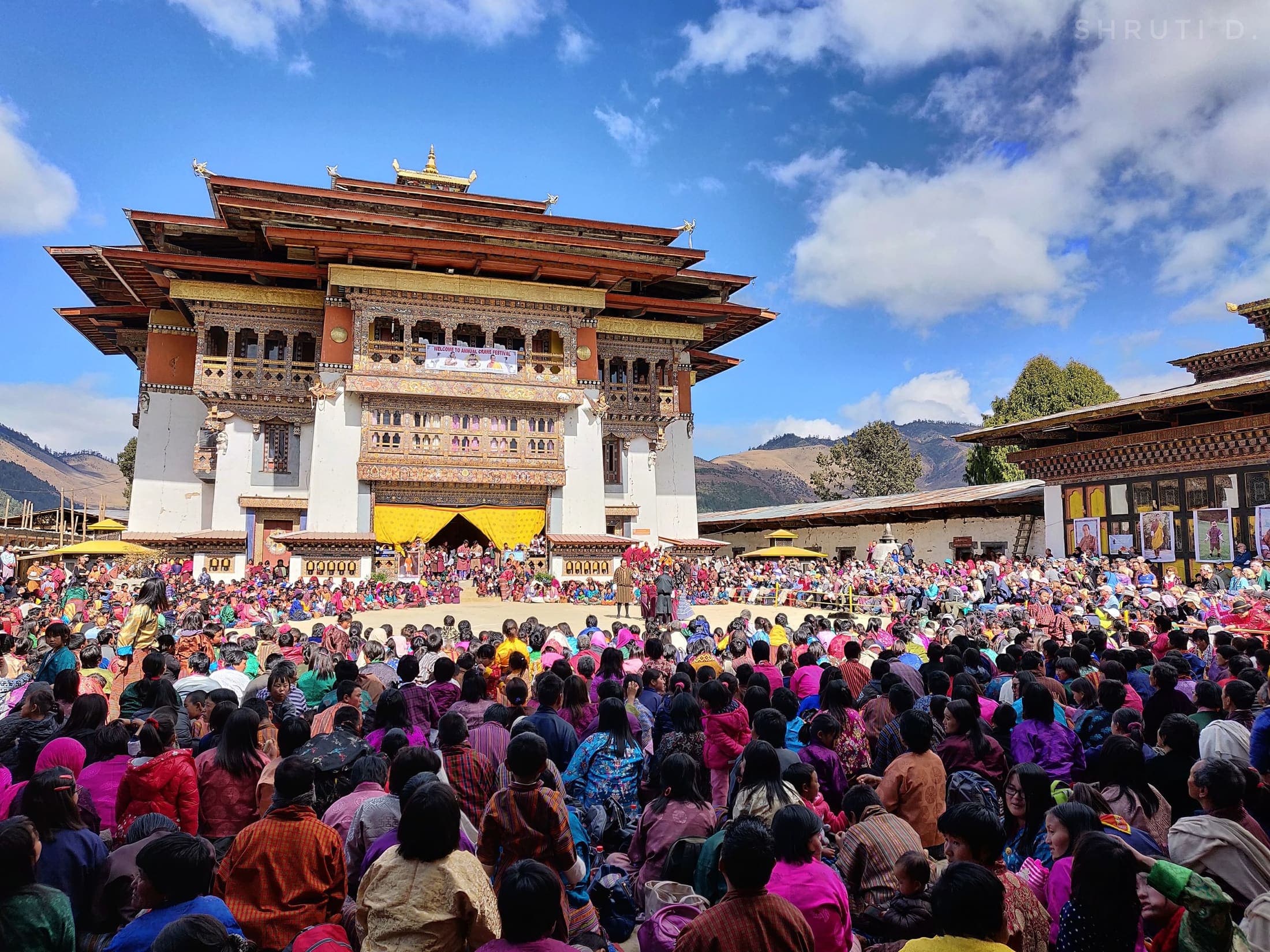 Black Necked Crane Festival gathering at Gangtey Gonpa